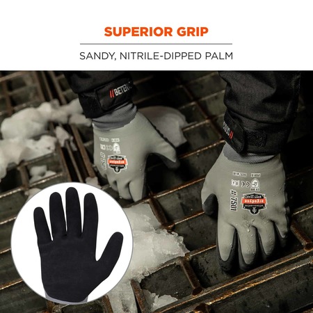 Proflex By Ergodyne Gray Coated Waterproof Winter Work Gloves, XL, PK144 7501-CASE